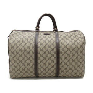 Gucci Boston Bag Leather Gray Brown Travel